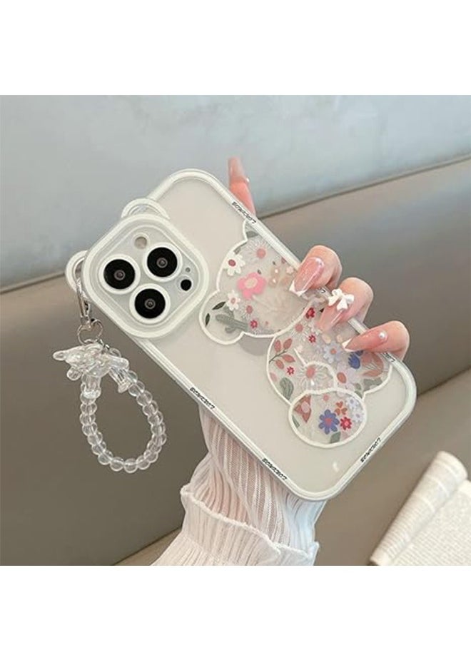 Ocean - Compatible With iPhone 14 Pro Max Case, Lovely Flowers Bear Camera Protector Clear Case Cover With Lovely Strap Bracelet Chain Girls Women Case For iPhone 14 Pro Max - Image 1