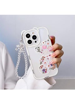 Ocean Compatible With iPhone 14 Pro Max Case, Lovely Flowers Bear Camera Protector Clear Case Cover With Lovely Strap Bracelet Chain Girls Women Case For iPhone 14 Pro Max  - Image 3