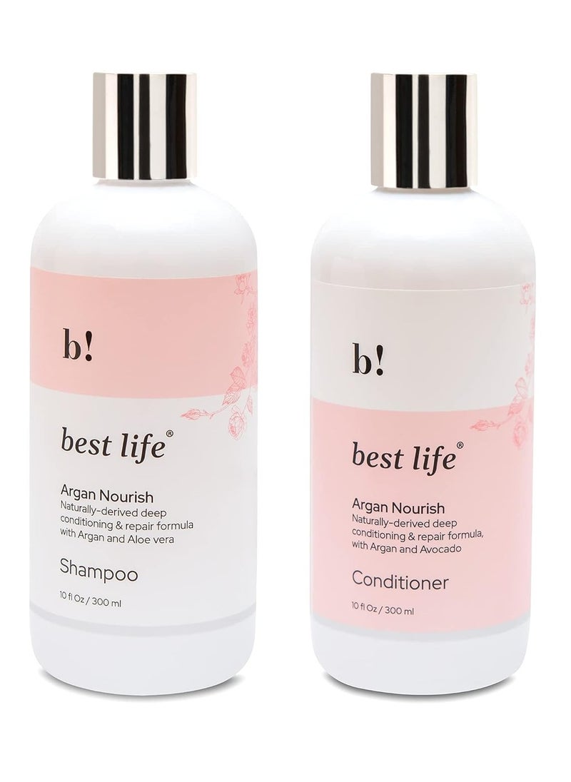Best Life Best Life Moroccan Argan Oil Hair Shampoo 300ML and Conditioner for Dull Dry Frizzy Hair 300 Ml  - Image 1