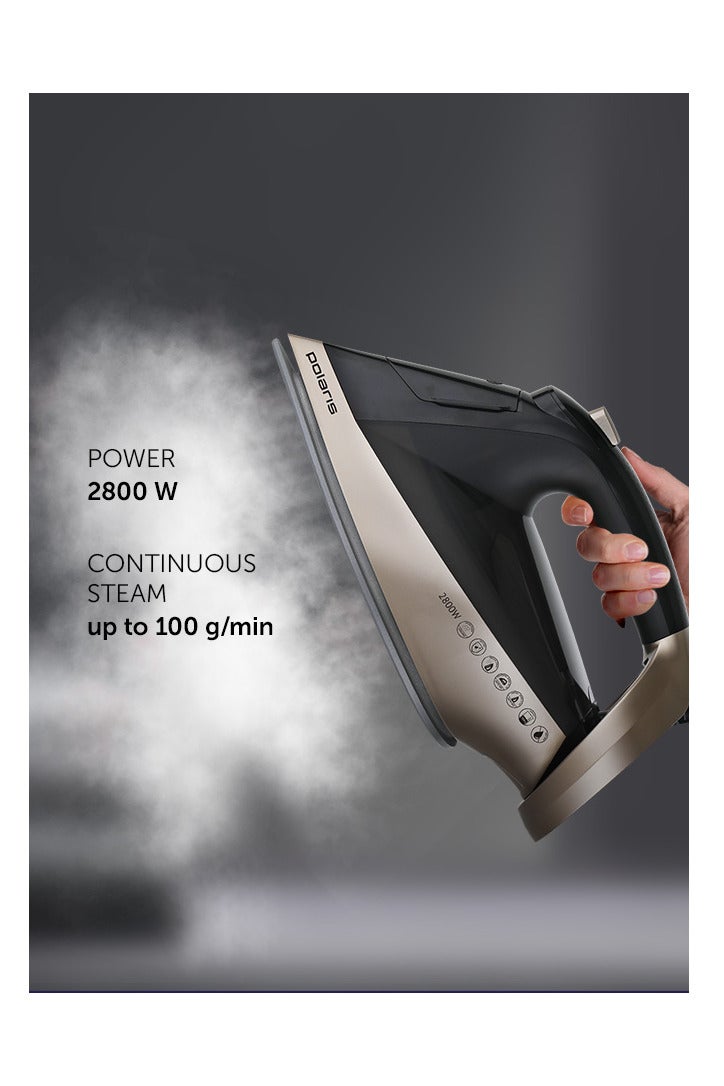 Polaris PIR 2852AK Smart Steam Iron | 2800 W | SMART TEMP Optimal Temp | PRO 6 X-Slide Ceramic Soleplate | 100 g/min Steam | 350 ml Tank | Auto Shut-Off | Anti-Drip & Anti-Scale | Self-Cleaning - Image 4