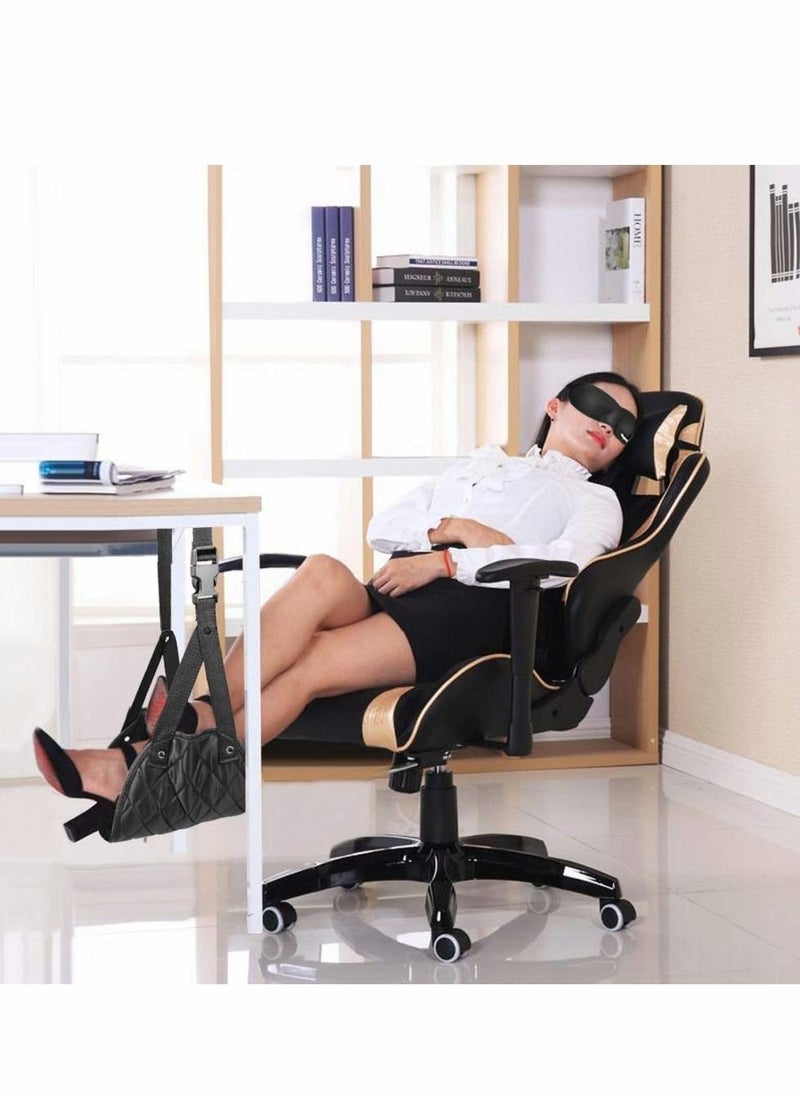 KASTWAVE - Airplane Foot Hammock, Perfect Airplane or Office Foot Rest to Relax Your Feet, Portable Travel Footrest Flight Carry Airplane Travel Accessories Desk Foot Hammock, Comfy Foot Hanger Airplane, Black - Image 1
