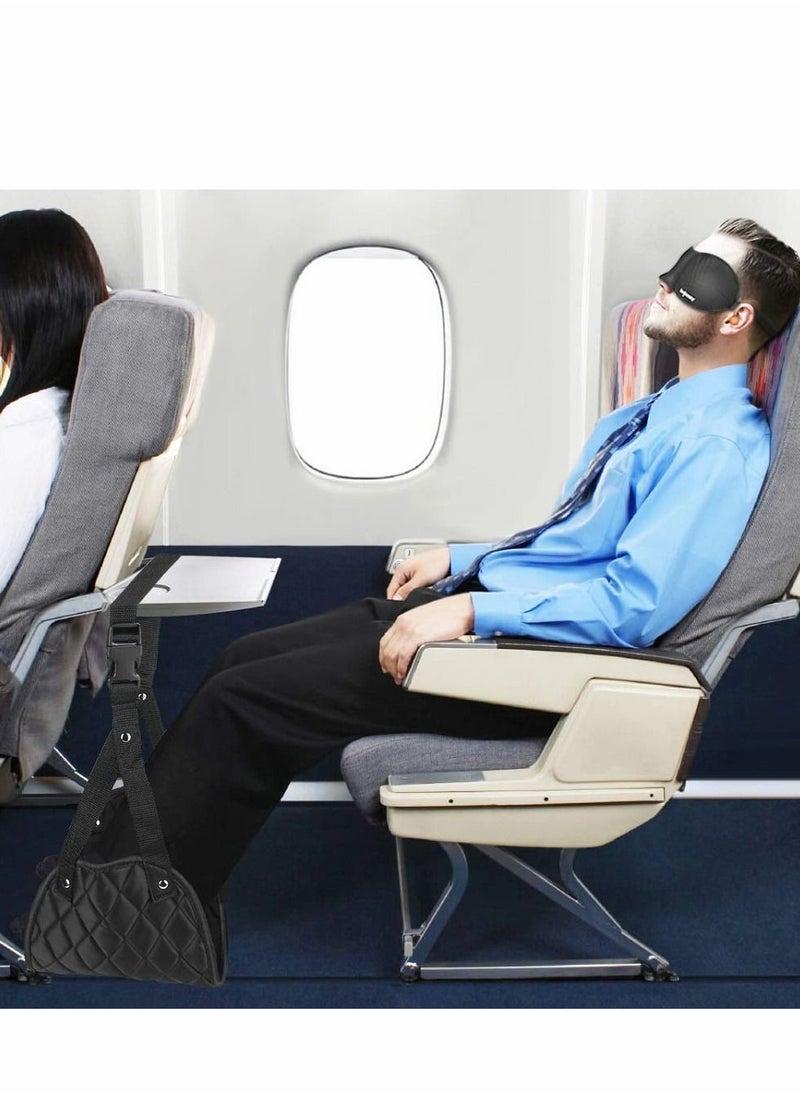 KASTWAVE - Airplane Foot Hammock, Perfect Airplane or Office Foot Rest to Relax Your Feet, Portable Travel Footrest Flight Carry Airplane Travel Accessories Desk Foot Hammock, Comfy Foot Hanger Airplane, Black - Image 1