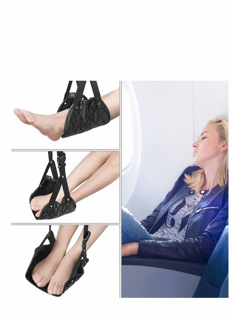 KASTWAVE - Airplane Foot Hammock, Perfect Airplane or Office Foot Rest to Relax Your Feet, Portable Travel Footrest Flight Carry Airplane Travel Accessories Desk Foot Hammock, Comfy Foot Hanger Airplane, Black - Image 1