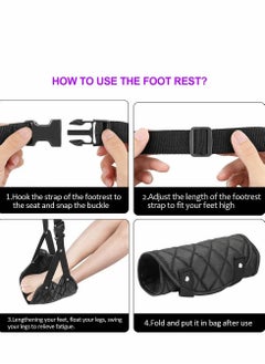 KASTWAVE Airplane Foot Hammock, Perfect Airplane or Office Foot Rest to Relax Your Feet, Portable Travel Footrest Flight Carry Airplane Travel Accessories Desk Foot Hammock, Comfy Foot Hanger Airplane, Black  - Image 3