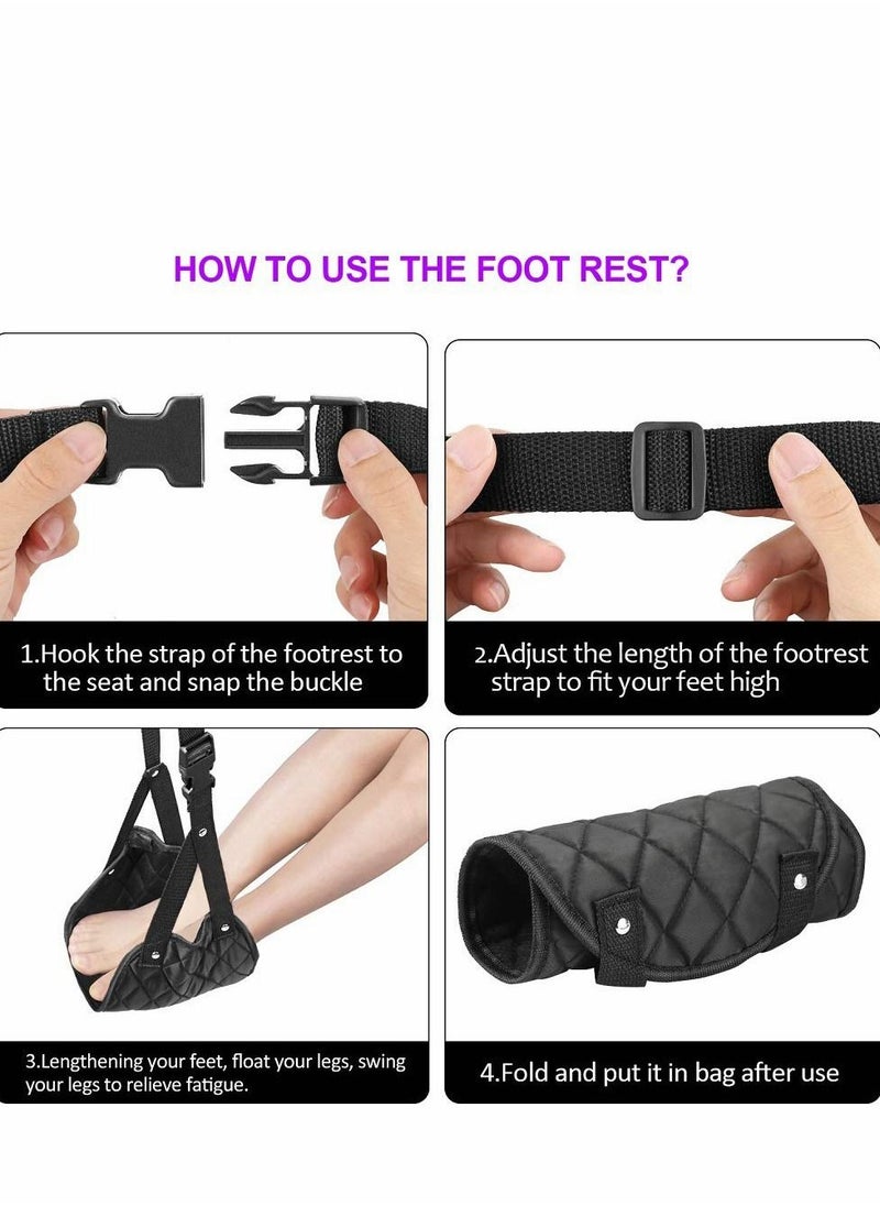 KASTWAVE - Airplane Foot Hammock, Perfect Airplane or Office Foot Rest to Relax Your Feet, Portable Travel Footrest Flight Carry Airplane Travel Accessories Desk Foot Hammock, Comfy Foot Hanger Airplane, Black - Image 1