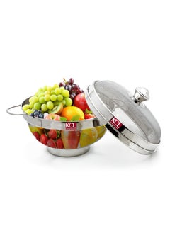 KCL KCL Stainless Steel - King Fruit & Vegetable Storage Basket with Lid & Handles | 12 Inch Premium Mesh Basket | Vegetables & Fruit Basket for Dining Table & Kitchen | Must Have Kitchen Essential 