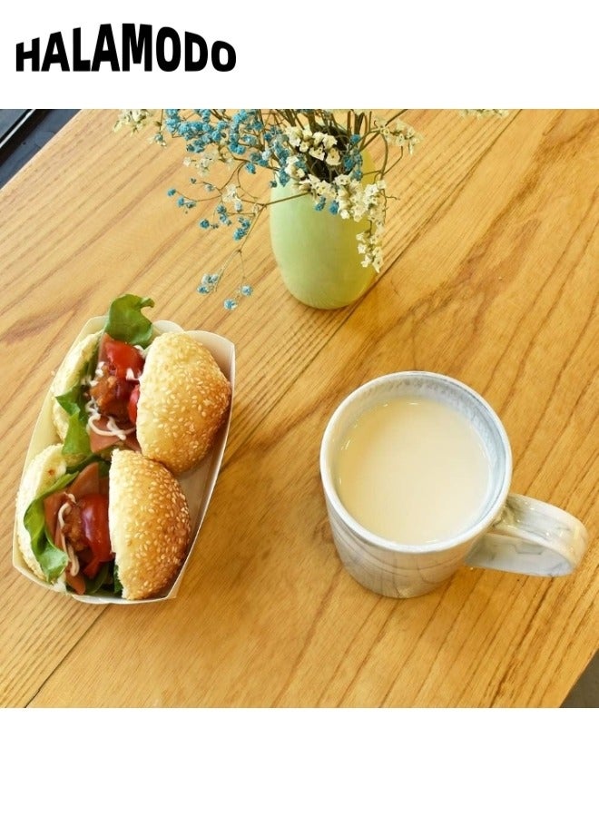 هالامودو كوب قهوة رخامي طويل القامة من السيراميك سعة 13 أونصة كوب شاي للمكتب والمنزل، أكواب قهوة رخامية كوب سيراميك رخامي جديد بمقبض، آمن للاستخدام في غسالة الأطباق والميكروويف - Image 3