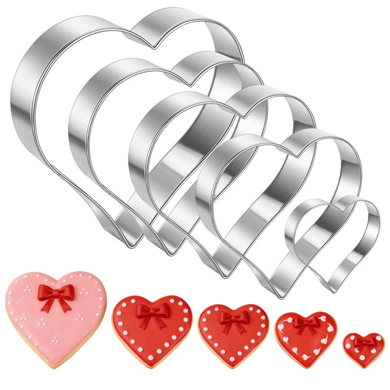 Yekepal Heart Cookie Cutter Set, 5 Pieces Heart Cookie Cutter for Valentine's Day, Stainless Steel Small Heart-shaped Molds Fondant Biscuit Fruit Cutters for Valentines Day Holiday Birthday Party Supplies - Image 1
