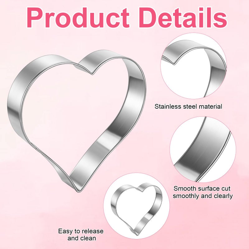 Yekepal Heart Cookie Cutter Set, 5 Pieces Heart Cookie Cutter for Valentine's Day, Stainless Steel Small Heart-shaped Molds Fondant Biscuit Fruit Cutters for Valentines Day Holiday Birthday Party Supplies - Image 3