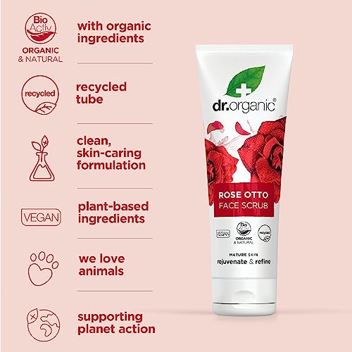 dr.organic Dr. Organic Rose Otto Face Scrub | Deep Exfoliation, Aids in Healthy Aging, Promotes Radiant Glowy Skin, Vegan, Certified Organic, Natural, 125 mL / 4.2 fl oz - Image 3