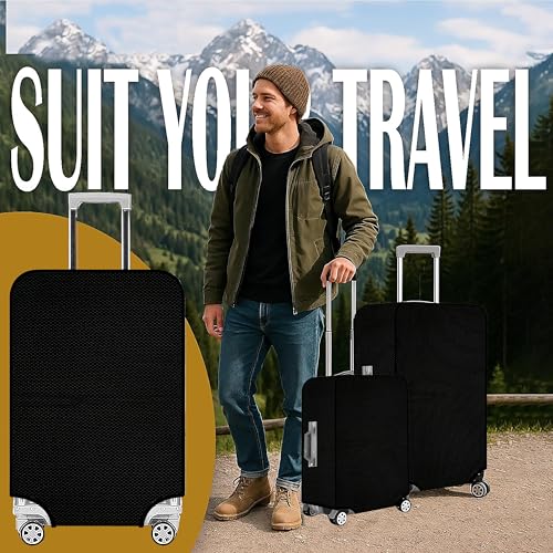 Fancy Walas 24 Inch Nylon Trolley Bag Cover, Suitcase Cover Nylon Suitcase Cover with Zipper Dustproof Waterproof & Anti-Scratch Trolley Cover for Travel Accessories (Black, 24 Inch, Pack of 1) - Image 3