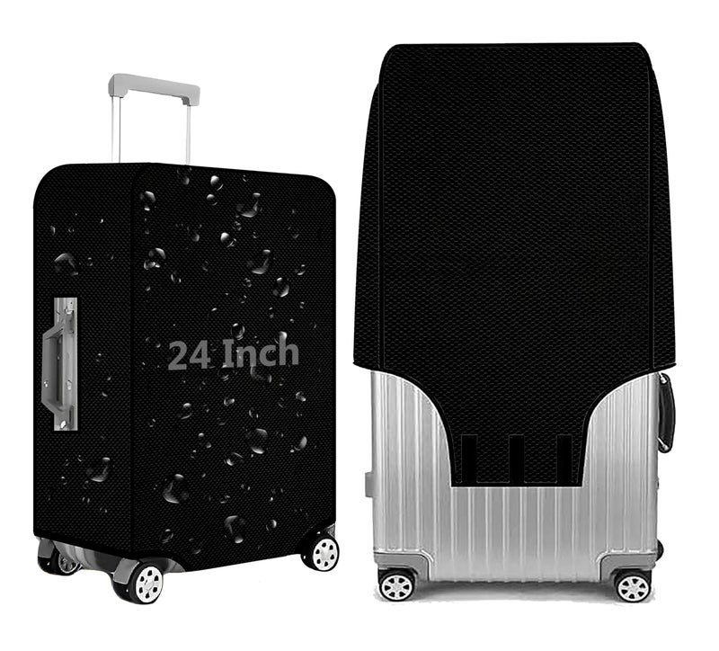 Fancy Walas 24 Inch Nylon Trolley Bag Cover, Suitcase Cover Nylon Suitcase Cover with Zipper Dustproof Waterproof & Anti-Scratch Trolley Cover for Travel Accessories (Black, 24 Inch, Pack of 1) - Image 1