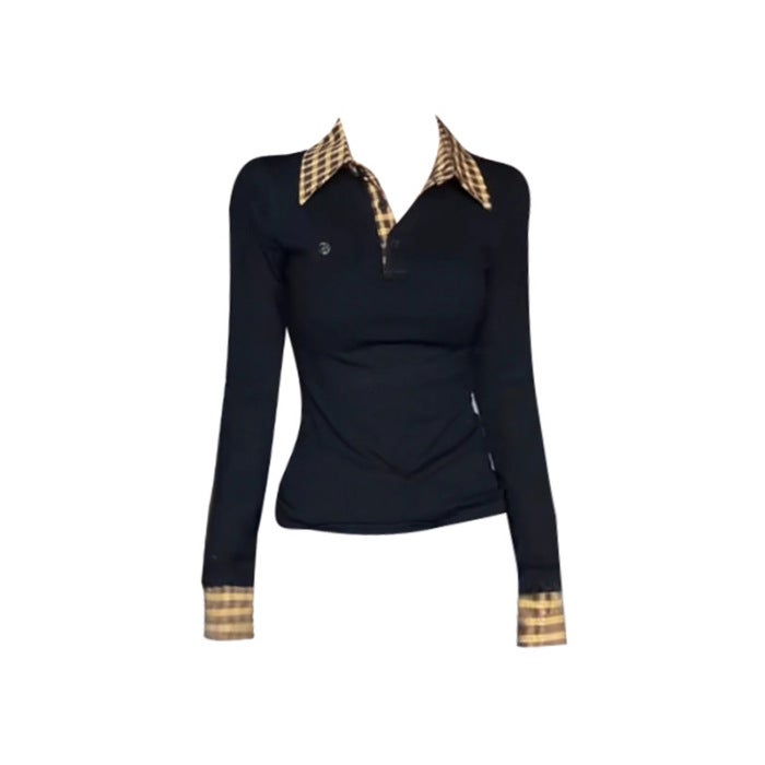 Spring Autumn Chic Slim-Fit Slimming Long-Sleeved Top Design All-Match Top - Image 1