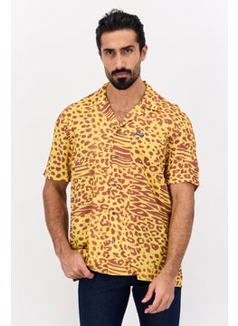 Wrangler Men Regular Fit Allover Print Short Sleeves Casual Shirt, Yellow Combo  - Image 1