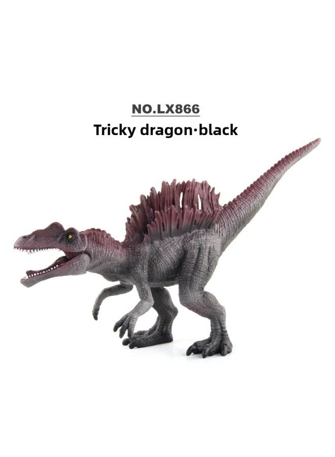Jurassic Dinosaur World Prehistoric Realistic Solid Tyrannosaurus Rex Mouth Movable Model Toy Dinosaur Simulation Ornament-Color:LX866 Black Sticklebacks 189.8G - Image 1