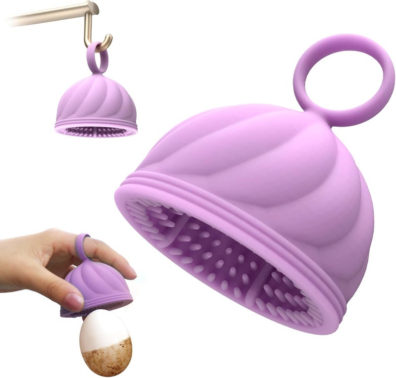 DoID Tag Egg Washer for Fresh Eggs - Upgraded 2.0 Silicone Egg Scrubber | Farm Fresh Egg & Vegetable Scrubber (Purple 1Pcs) - Image 1