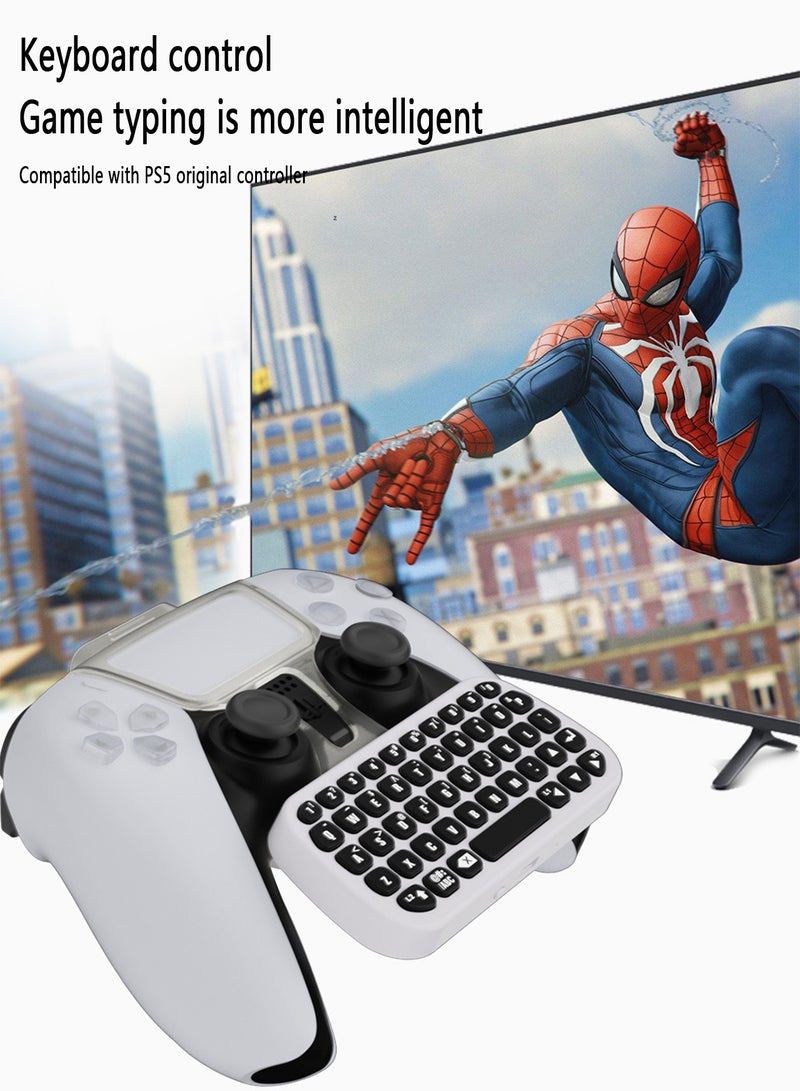 Children's Day Gift Controller Keyboard for PS5, Wireless Chatpad, Bluetooth 5.0 Connect, Mini Keyboard/Gaming Keyboard for PS5 Accessories, No Input Delay, Play 30 Hours, White - Image 2
