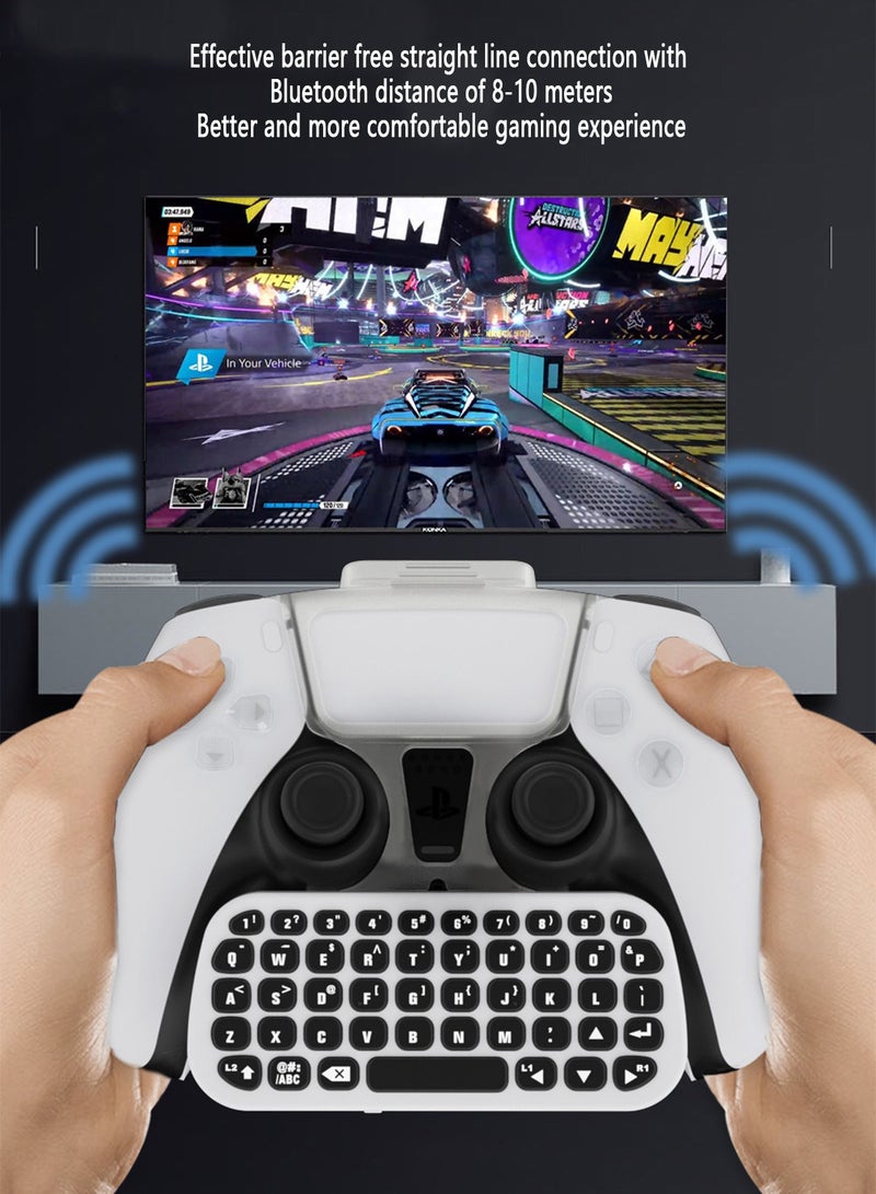 Children's Day Gift Controller Keyboard for PS5, Wireless Chatpad, Bluetooth 5.0 Connect, Mini Keyboard/Gaming Keyboard for PS5 Accessories, No Input Delay, Play 30 Hours, White - Image 5