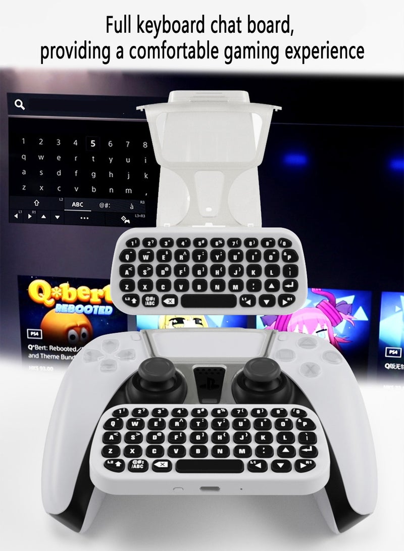 Children's Day Gift Controller Keyboard for PS5, Wireless Chatpad, Bluetooth 5.0 Connect, Mini Keyboard/Gaming Keyboard for PS5 Accessories, No Input Delay, Play 30 Hours, White - Image 4