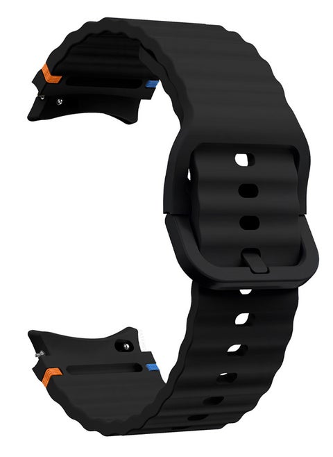 (for Samsung Galaxy Watch 7 / Samsung Galaxy Watch 6 ) Silicone Sport Band with Decorative Woven Line Durable and Sport Design for Men Women Black