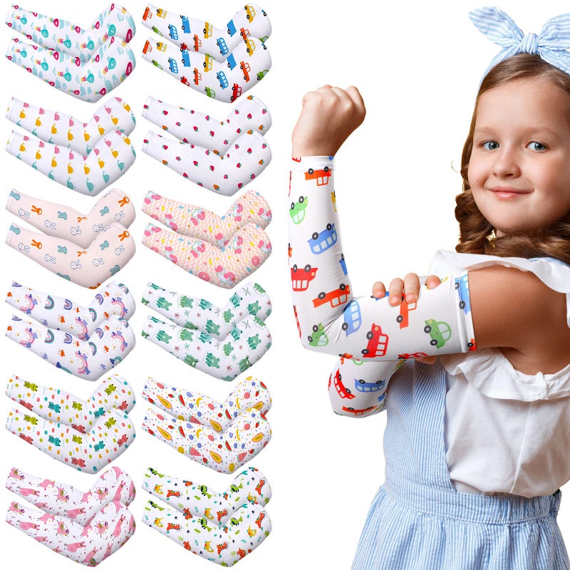 Bonuci 12 Pairs Elastic Eczema Sleeves for Kids Arm or Leg Toddler Scratch Arm Sleeves Eczema Wet Wraps UV ProtectionMedium