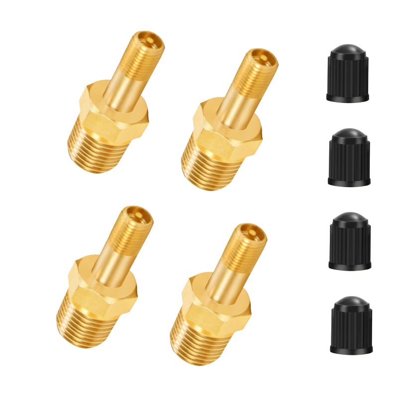 GODESON 1/4" NPT Tank Valve, Anti-Corrosion Brass Schrader Valve with 1/4" Male NPT,Using with Air Compressor Tanks(Pack of 4) - Image 5