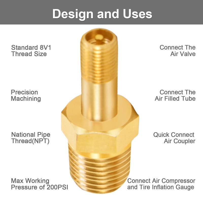 GODESON 1/4" NPT Tank Valve, Anti-Corrosion Brass Schrader Valve with 1/4" Male NPT,Using with Air Compressor Tanks(Pack of 4) - Image 4