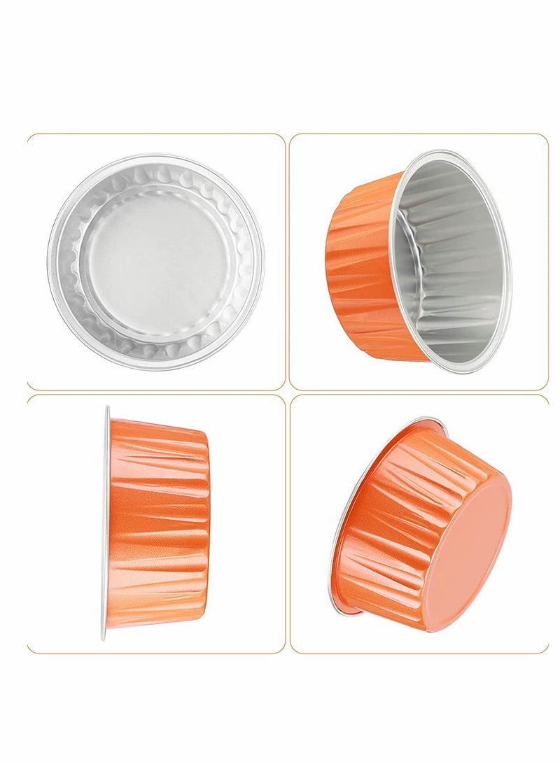 Zikra Cheesecake Container 50 Pcs 5 Oz Aluminum Foil Baking Cups Muffin Liners Disposable Foil Ramekins Dessert Containers Cupcake Baking Cups with Lids Aluminum Foil Cupcake Holders - Image 4