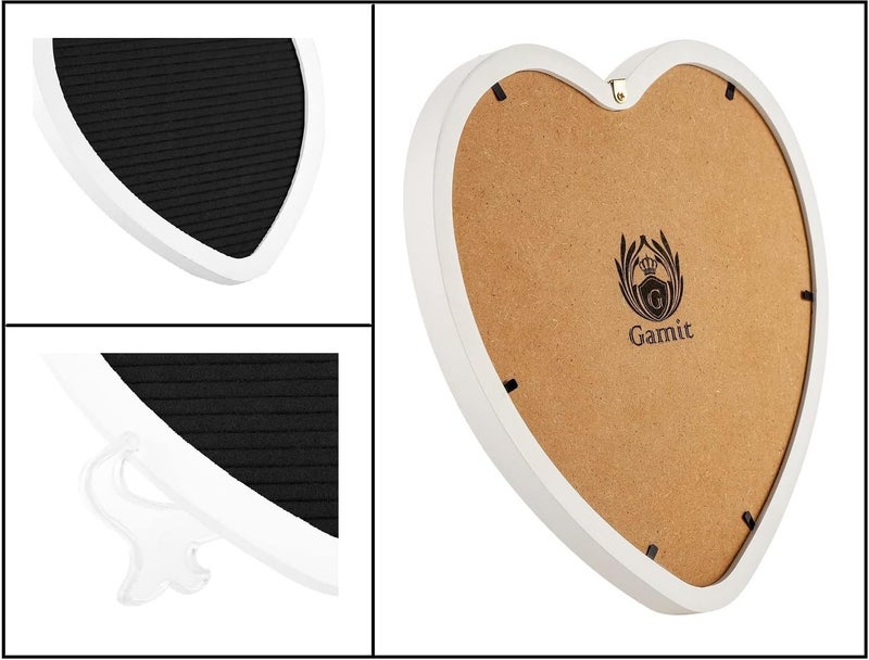 G GAMIT Heart-Shaped Felt Letter Board Message Sign,10x10 inches Message Board with 465 Changeable White&Golden Letters,Numbers,Cursive Words and Stand for Party,Pregnancy,Wall&Tabletop Decor (Black) - Image 5