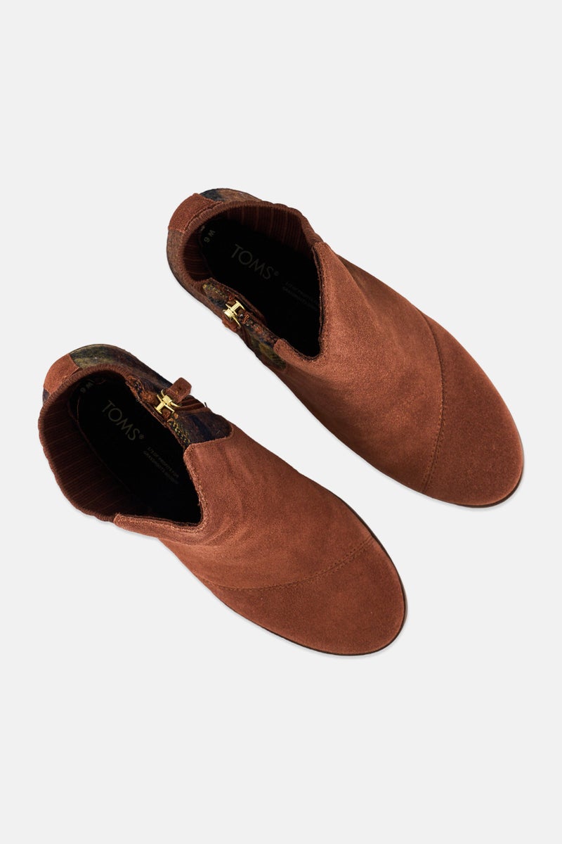 TOMS حذاء كاحل سادي للنساء من جلد السويد بسحاب، بني - Image 4