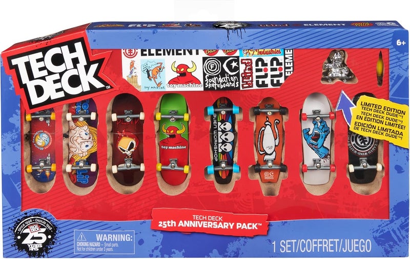 Tech Deck - FINGER SKATE - 25th Birthday Gift Set - 8 Finger Skates - 8 Authentic Finger Skates to Collect and 1 Dud Figure - 25 Years - Mini Skate - Children's Toy 6 Years and Above - Image 1