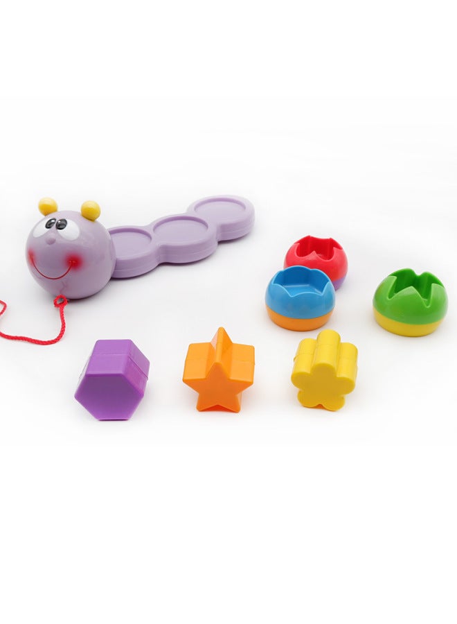 Shape Matching Inlaid Box Patchwork Caterpillar Trailer Cartoon Animal Drawstring Baby Toddler 1-3 Years Old Educational Toy-Color:GT Cartoon Caterpillar-Specifications:See Details - Image 5