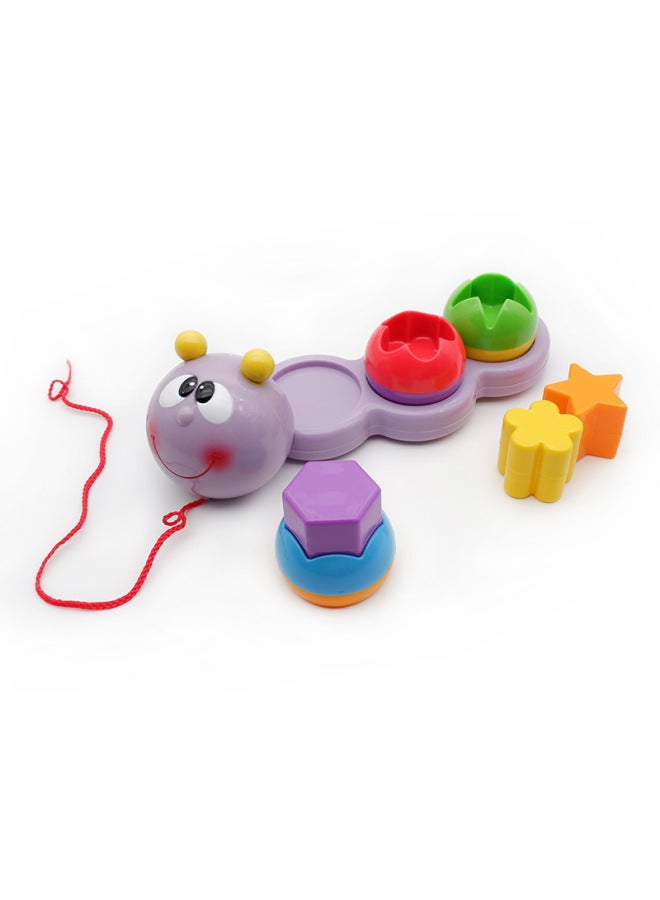 Shape Matching Inlaid Box Patchwork Caterpillar Trailer Cartoon Animal Drawstring Baby Toddler 1-3 Years Old Educational Toy-Color:GT Cartoon Caterpillar-Specifications:See Details - Image 2