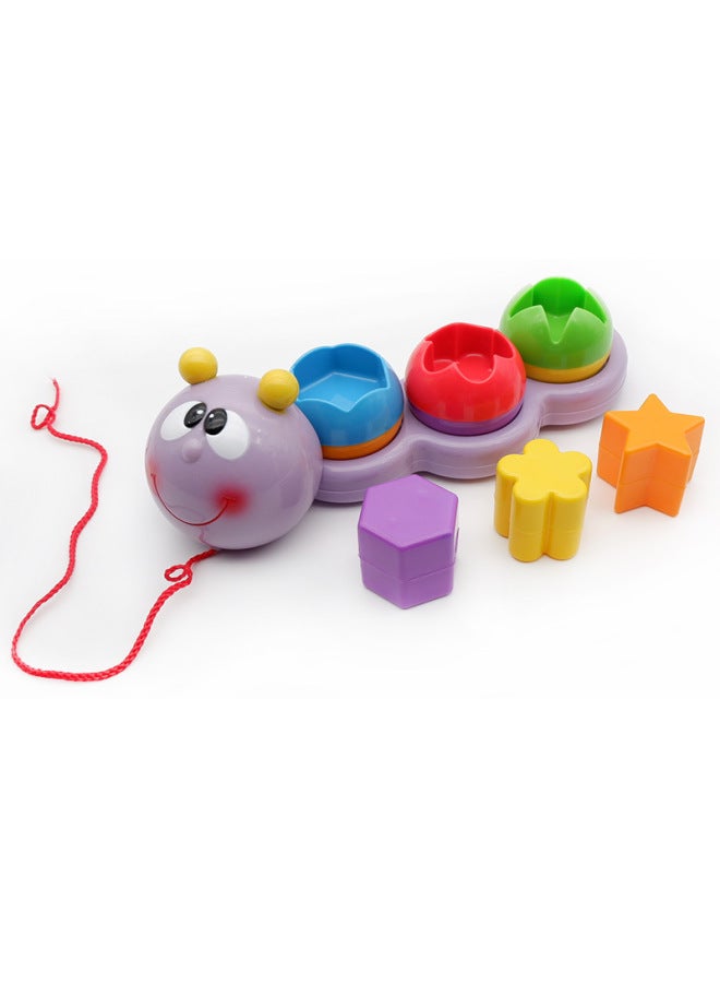 Shape Matching Inlaid Box Patchwork Caterpillar Trailer Cartoon Animal Drawstring Baby Toddler 1-3 Years Old Educational Toy-Color:GT Cartoon Caterpillar-Specifications:See Details - Image 3