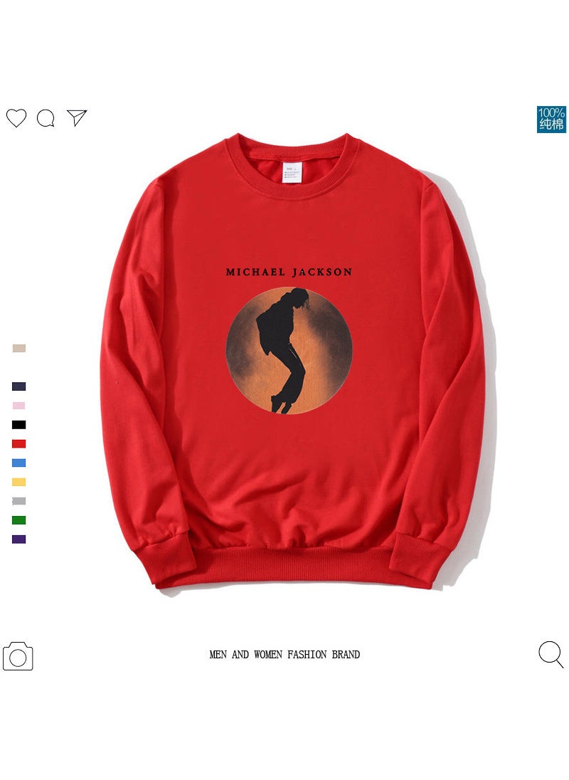 Generic - Michael Jackson Round Neck Printing Sweatshirt White Universe Love And Peace Streetwear Hoodies Sweatshirts Clothes Red - Image 1