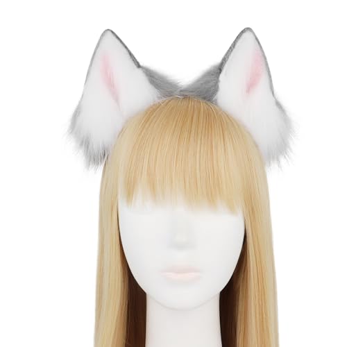 HAOAN Handmade Faux Fur Fox Wolf Ears Headband Halloween Christmas Cosplay Party Costume Accessories - Image 2