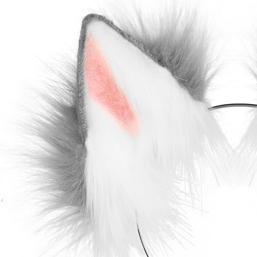 HAOAN Handmade Faux Fur Fox Wolf Ears Headband Halloween Christmas Cosplay Party Costume Accessories - Image 5