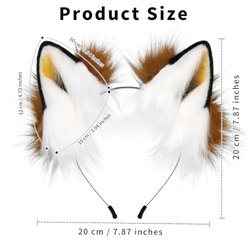 HAOAN Handmade Faux Fur Fox Wolf Ears Headband Halloween Christmas Cosplay Party Costume Accessories - Image 3