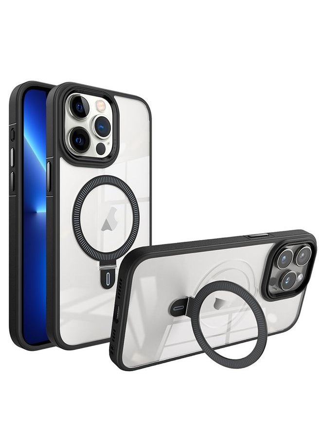 HuHa Case Cover For iPhone 13 Pro Shield Armor MagSafe Holder Phone Case Black 