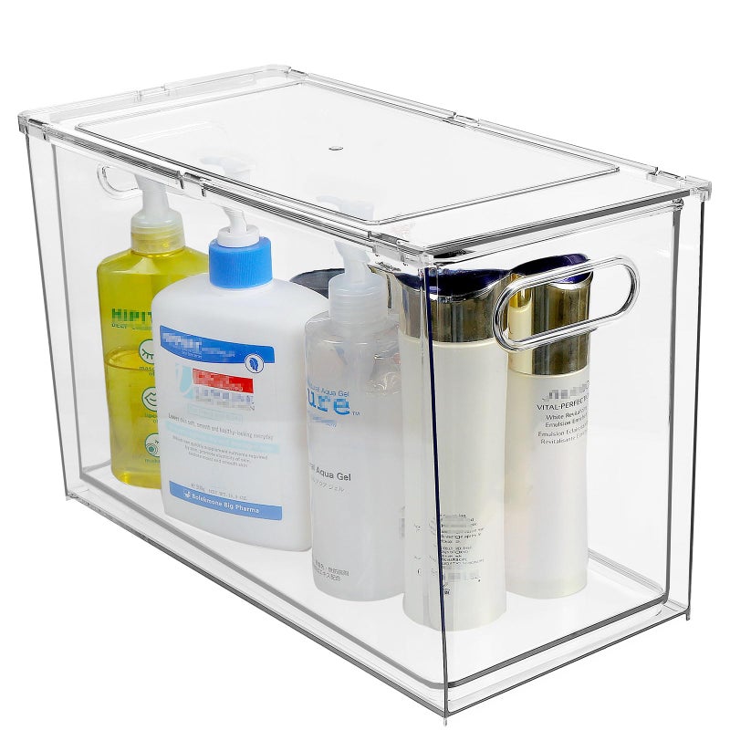shopwithgreen Refrigerator Organizer and Storage Bins with Pullout Drawer Stackable Clear Fridge Drawer Organizer with Handle Design Plastic Kitchen Pantry Storage Containers 1Pack 95QT