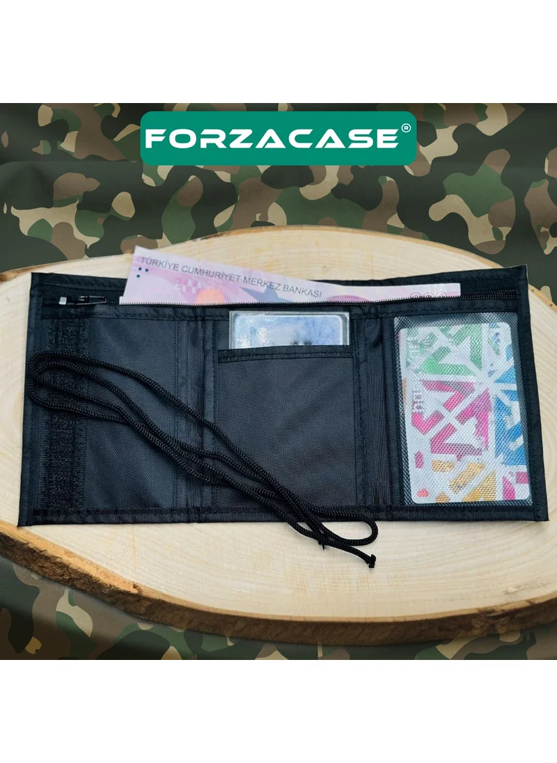 Forzacase 4 Compartment Interior Zipper Velcro Neck Hanging Military Wallet Türkiye Flag Pattern - FC616