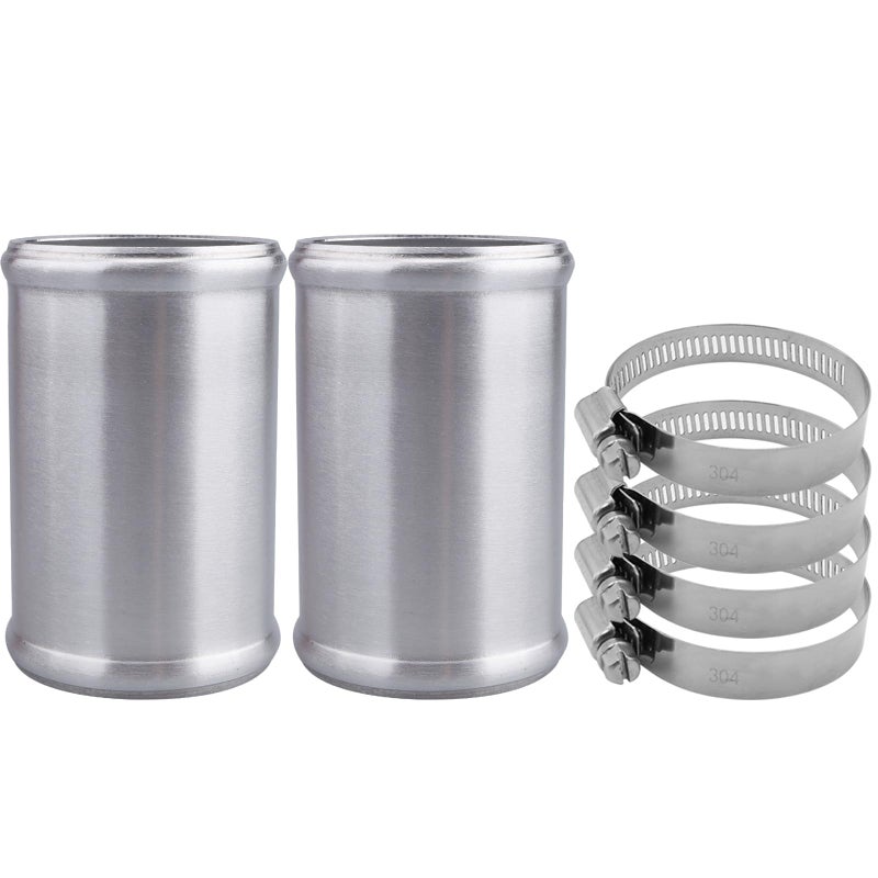 AC PERFORMANCE 25 63mm OD Aluminum Alloy Hose Joiner Silicone Pipe Connector Bead 4 Length with 304 SS Clamps Pack of 2 - Image 2