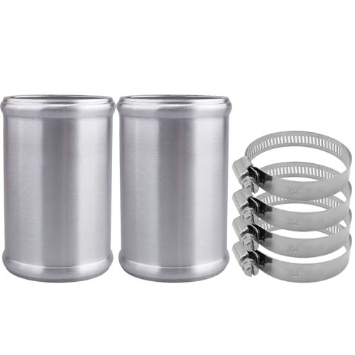 AC PERFORMANCE 25 63mm OD Aluminum Alloy Hose Joiner Silicone Pipe Connector Bead 4 Length with 304 SS Clamps Pack of 2 - Image 1