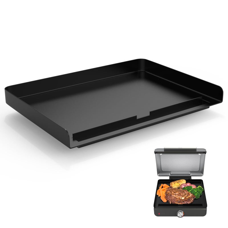 Griddle Plate for Ninja GR101 Sizzle Smokeless Indoor Grill 14 inch Flat Top Grill Plate for Ninja Smokeless Sizzle GR100 Series Griddle Attachment Accessories Nonstick GR101 Accessories