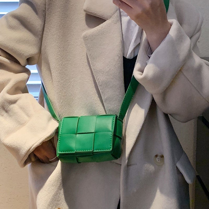 Woven Kidsren'S Bag Korean Style Fashion Pu Klein Pure Color Crossbody Bag Family Accessories Lipstick Bag For Women - Image 4