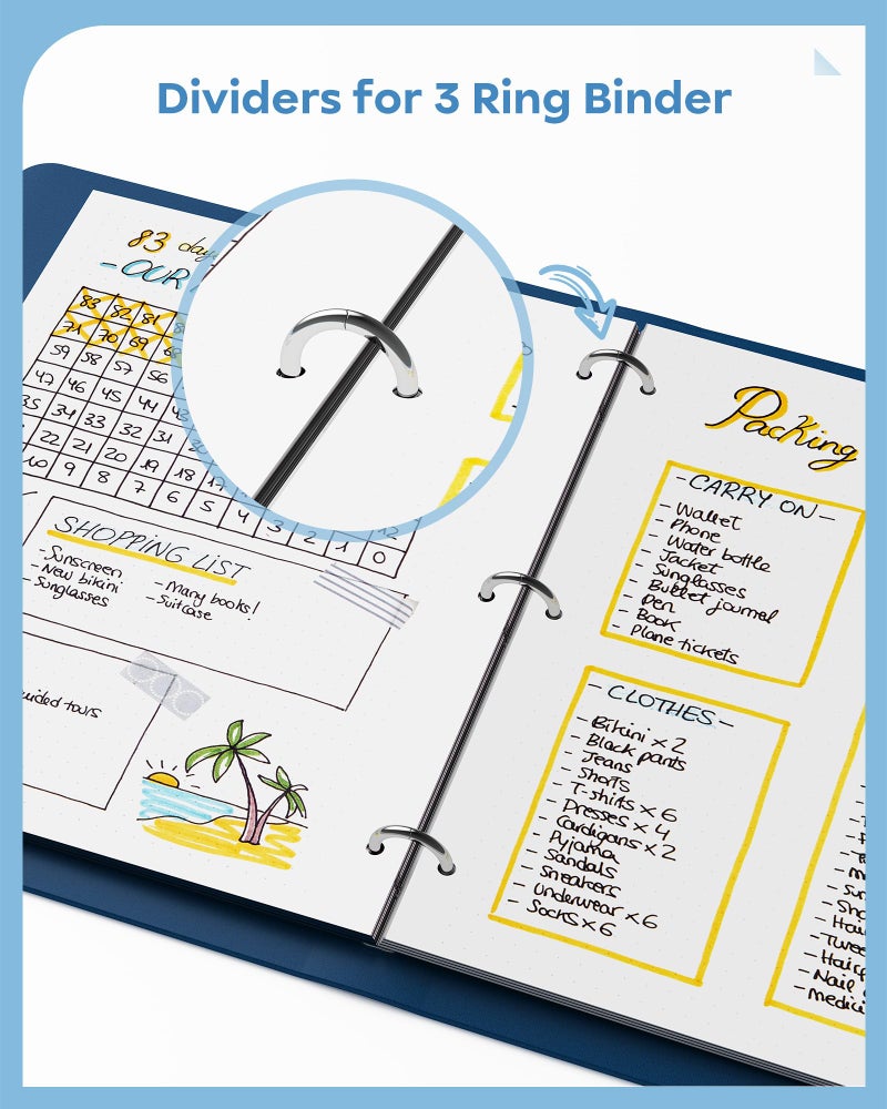 BiuLeon 16 PCS 8 Tab Binder Dividers for 3 Ring Binder,Thicken, Write & Erase Reusable Waterproof Plastic Binders for School & Office Files, 2 Set, Extra 40 Labels - Image 5