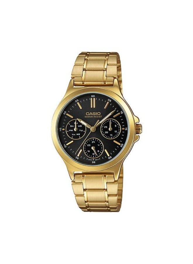 Casio LTP-V300G-1AUDF Women’s Gold-Tone Multi-Function Analog Watch – Black Dial - Image 1