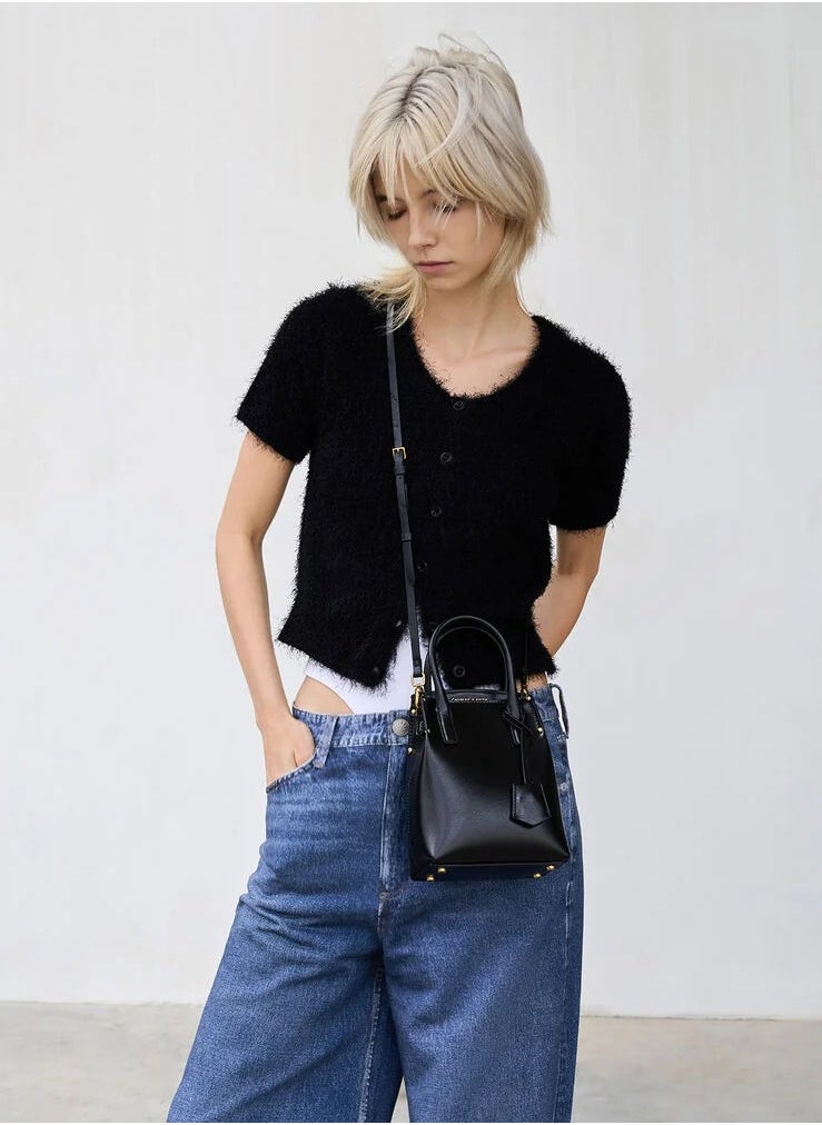 Charles & Keith Rene Elongated Top Handle Bag & Crossbody Bag - Black  - Image 2