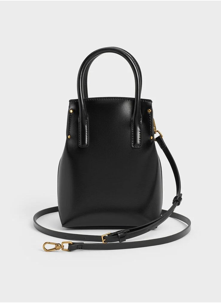 Charles & Keith Rene Elongated Top Handle Bag & Crossbody Bag - Black  - Image 5