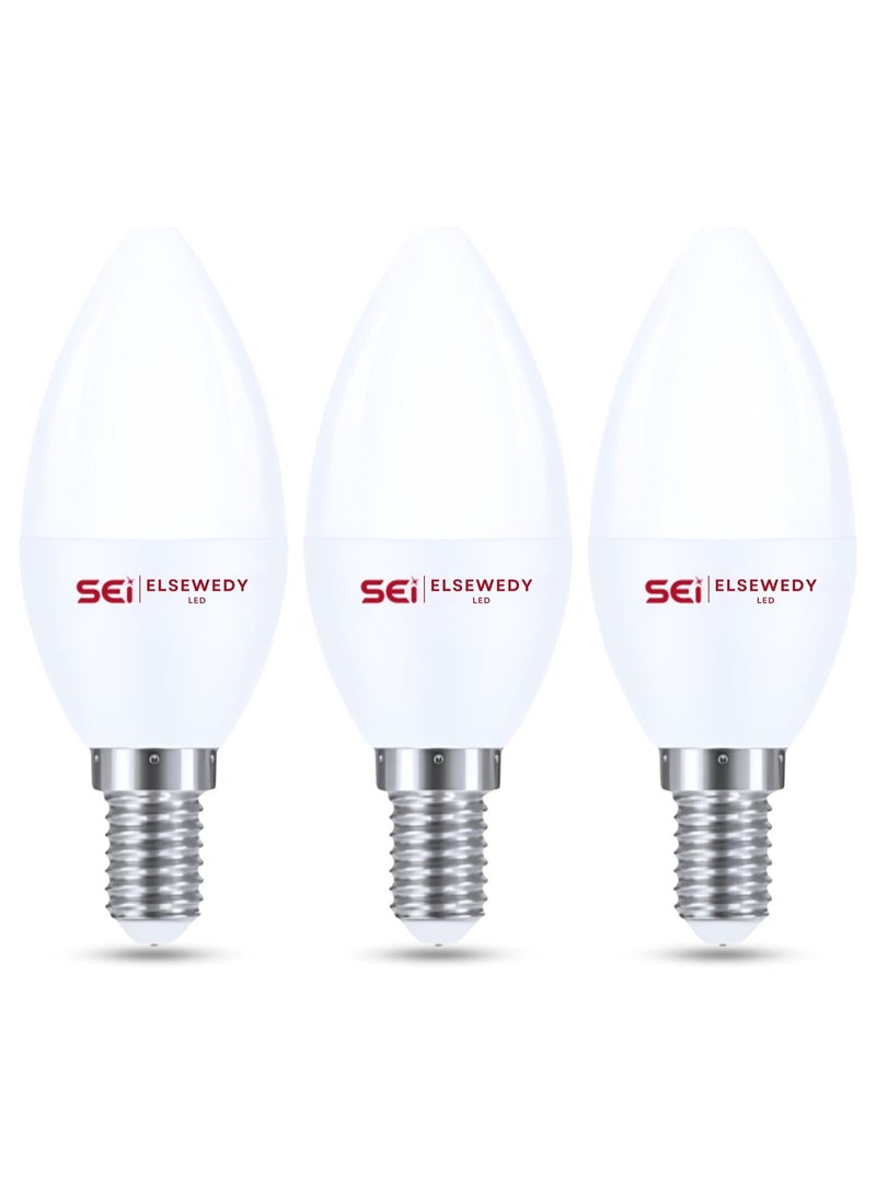 السويدي اليكتريك مصباح ليد E14 من السويدي، 6 وات، 3000 كلفن، 425 لومن (ضوء دافئ، 6 وات، شمعة، 3 قطع - Image 1